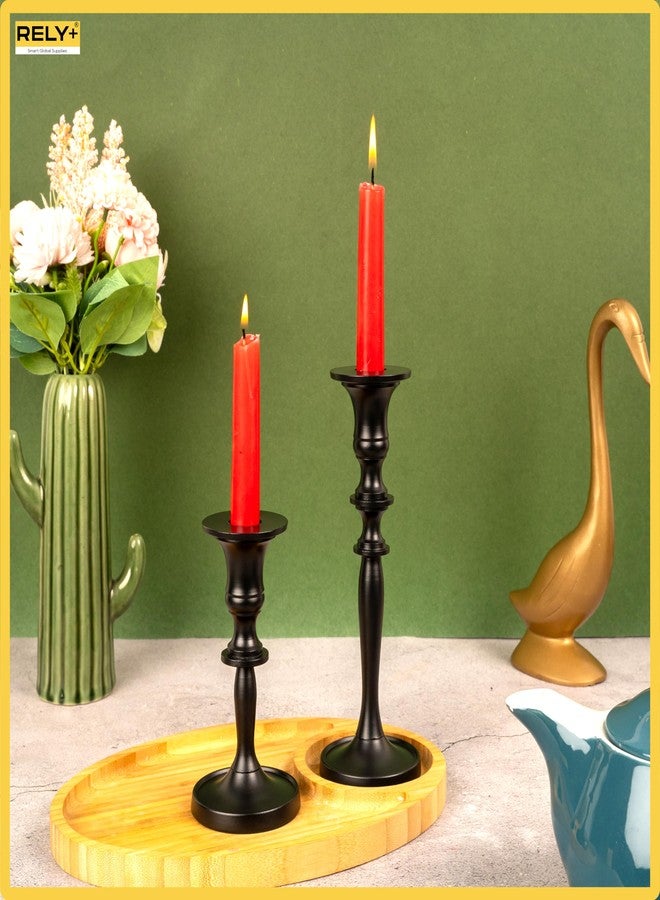 RELY+ Black Matte Metal Candle Holders for Taper Candlestick Set of 2 8" & 5.5" Tall by Rely+ - Decoration for Home Table Centerpiece, Wedding, Parties, Dinners, Christmas, Halloween, Thanksgiving, Easter - Image 4
